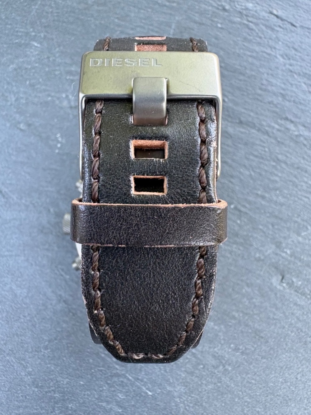 Diesel NWT Men's Griffed DZ4569 Gunmetal Chronograph Brown Leather Watch Boxed - Picture 7 of 12